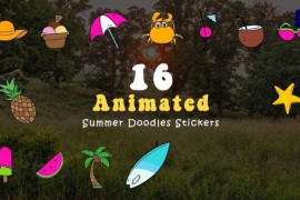 Summer Doodle Flat Art Stickers Animation Scene 49481253