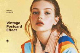 Free Download:Vintage Postcard Halftone Photo Effect for Photoshop