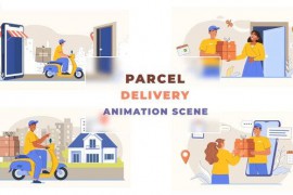 Online Order Parcel Delivery Animated Scene 43660464
