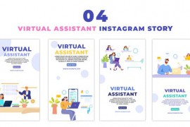 Vector Flat Style Virtual Assistant Scene Instagram Story 48058726