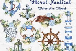Free Download:Floral Nautical Clipart