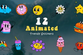 Animated Scene of Trendy Sticker Pack Designs 47872070