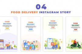 Flat Vector Food Delivery Character Instagram Story 48623831
