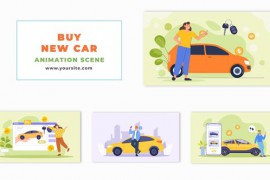 Buying New Car Cartoon Character Design Animation Scene 48569387