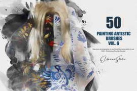 CreativeMarket – 50 Painting Artistic Brushes – Vol. 6 6259375