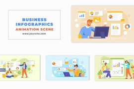 Flat Character Design Animation Scene with Business Infographics 47865759