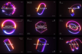Neon Glowing Abstract Object Backgrounds Pack 51676172