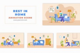 Comfortable Relaxation Flat Character Design Animation Scene 49480924