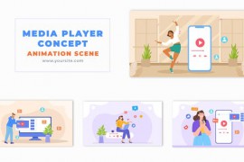Flat Vector Multimedia Player Concept Animation Scene 49459151