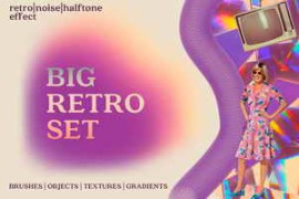 CreativeMarket – RETRO SET Effects Brushes Gradients 5893163
