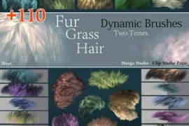 +110 Neri’s Dynamic Fur/Grass/Hair brushes for Manga Studio – Clip Studio Paint