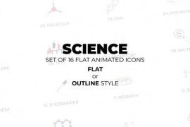 Edit Science - Set of 16 Animated Icons Flat or Outline style 52122752