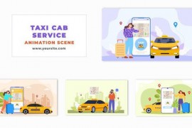 Flat Design 2D Taxi Cab Service Animation Scene 48802560