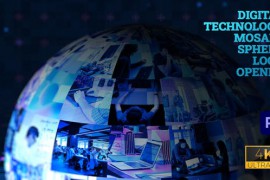 Digital Technology Mosaic Sphere Logo Opener - Premiere Pro 46655346
