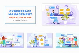 Cyberspace Management Concept Flat Character Animation Scene 48569802
