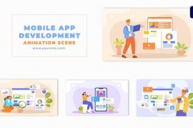 Mobile App Development 2D Flat Design Animation Scene 49481881