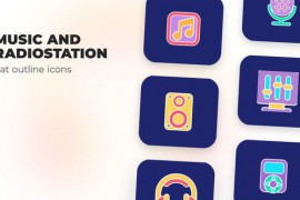 Music and Radiostation - Flat Outline Icons 45844928