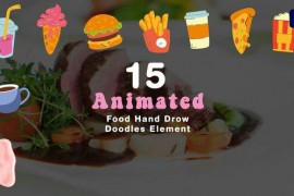 Fast Food Doodle Elements Stock Animation Scene 49481286