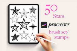 Free Download:50 Stars Stamp Brushes Pack for Procreate