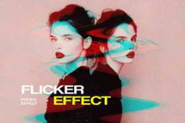 TV Flicker Glitch Photo Effect for Photoshop