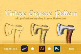 Free Download:Vintage Engrave Pattern for Ps, Ai and Procreate