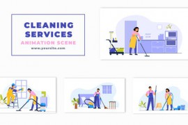 Housekeeping Services Flat Characters Animation Scene 47275516