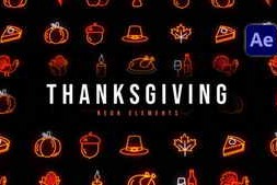 Free Download:Thanksgiving Neon Elements 60649392