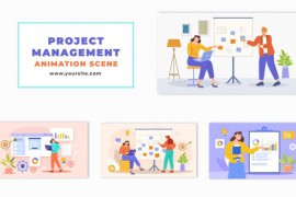 Animated Scene Template Featuring Flat Character in Project Management 47865923