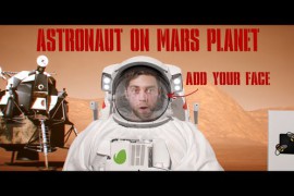 Astronaut with Flag on the Mars Planet 25961632