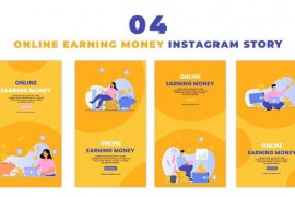 Online Earning Money Flat Character Animation Instagram Story 47450328