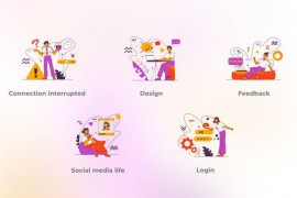 Social Media Life - Flat Concepts Orange Purple Cloud Accent 48016849