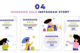 Monsoon Sale Offer Flat Character Instagram Story 47440577
