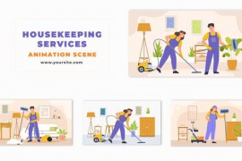 Vector Cartoon Housekeeping Services Animation Scene 48570869