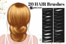 CreativeMarket – 20 Procreate Hair Brushes 6179058