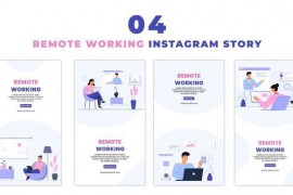 Creative Remote Working Employees Flat Character Instagram Story 47451885