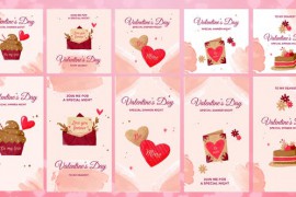 Valentine's day Invitation Instagram Post & Stories - Cartoon Animation Pack 43075227