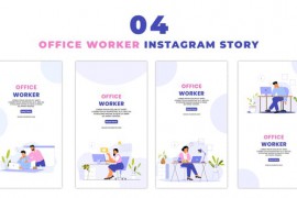 Creative 2d Office Worker Flat Character Instagram Story 47395376