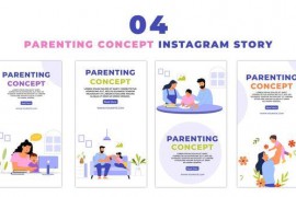 Happy Parents and Kids Flat Vector Instagram Story 47439100