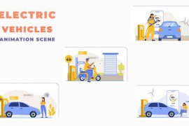 Electric Vehicles Charging Pump Animation Scene 43785051