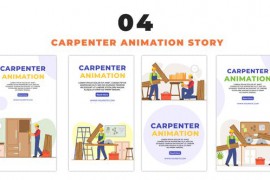 Carpenter Working Vector 2D Cartoon Instagram Story 48660857