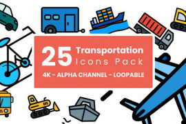 Transportation Icons Pack in Outline Color Style 51527040