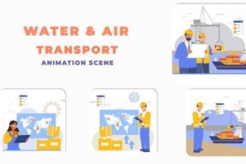 Water and Air Transportation Animation Scene 43805054