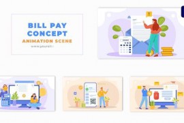Online Bill Pay Concept Flat Cartoon Character Animation Scene 49481813