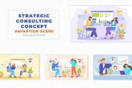 Business Growth Strategy Consulting Team 2D Character Animation Scene 49456839