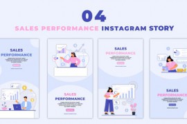 Flat Character Analyzing Sales Performance on Dashboard Instagram Story 47390266