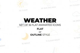 Weather - Set of 16 Animated Icons Flat or Outline style 46565864