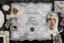 CreativeMarket – Vintage Lace, Bows & Pearls – 291840815