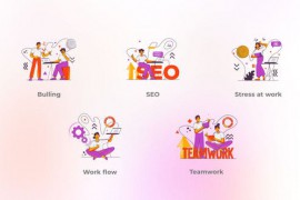 Teamwork - Flat Concepts Orange Purple Cloud Accent 48016859