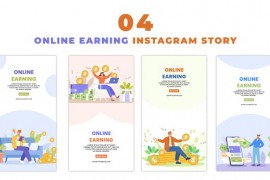 Online Earning Money Flat Character Instagram Story 47393411
