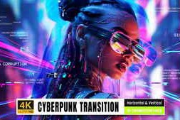 Free Download:Cyberpunk Digital Glitch Transitions Vertical Ang Horizontal 62174044